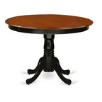 HomeStock Set da pranzo rotondo da 3 pezzi con piano in legno massello, finitura nera e ciliegio - 4 posti a sedere