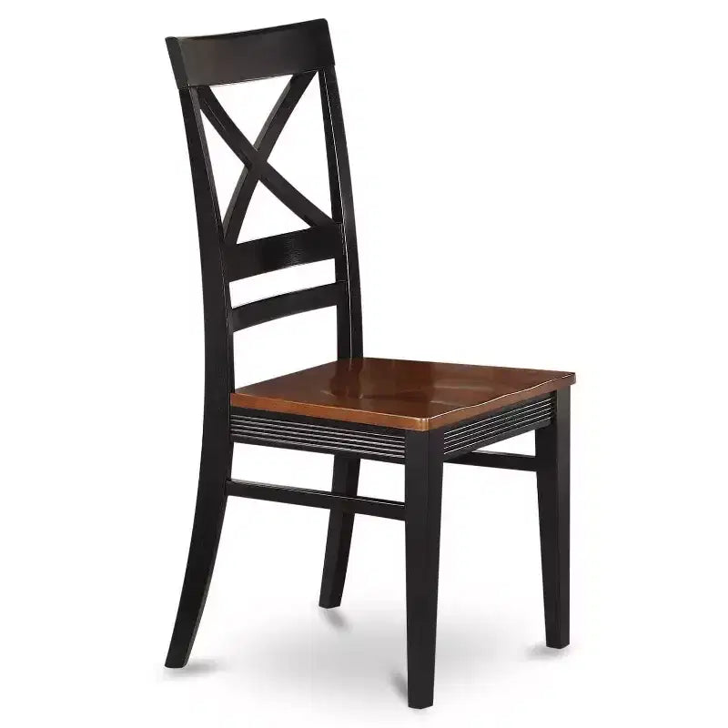 HomeStock Set da pranzo rotondo da 3 pezzi con piano in legno massello, finitura nera e ciliegio - 4 posti a sedere