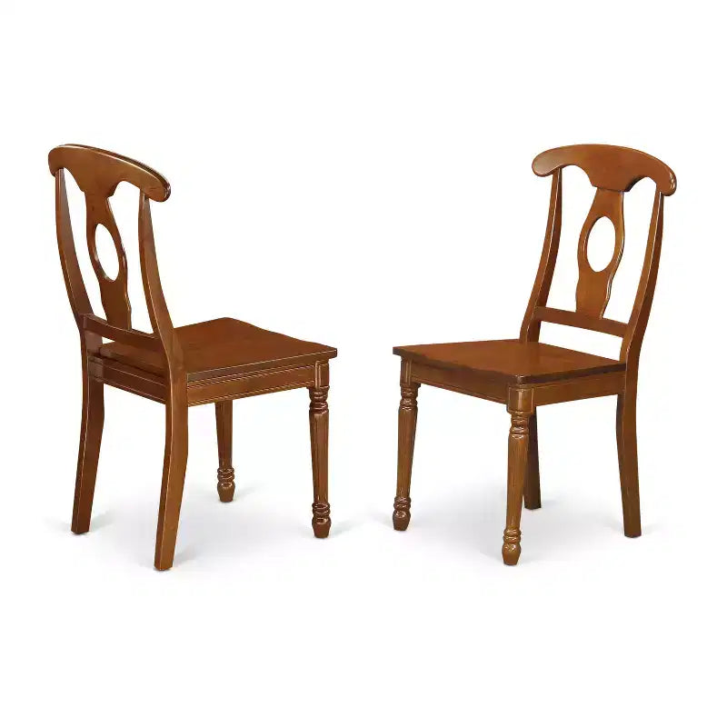 HomeStock Set da pranzo 5 pezzi in legno massello con finitura marrone sella, piano del tavolo e prolunga – 4 posti a sedere