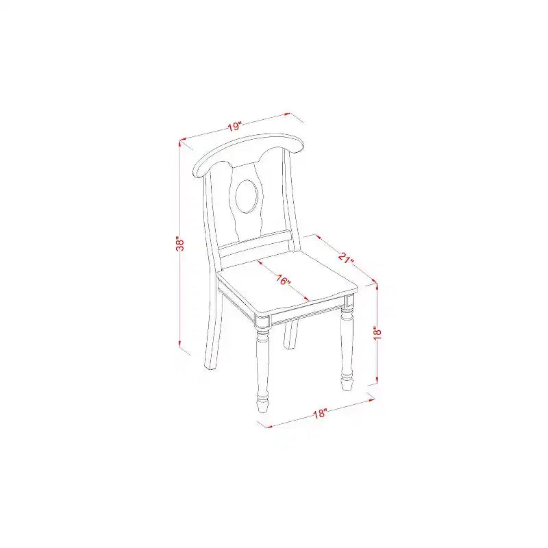 HomeStock Set da pranzo 5 pezzi in legno massello con finitura marrone sella, piano del tavolo e prolunga – 4 posti a sedere