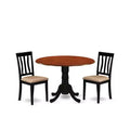 Kitchen Dining Set - Round Table with 2 Wood Chairs - Modern Dining Room Furniture
