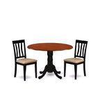 Kitchen Dining Set - Round Table with 2 Wood Chairs - Modern Dining Room Furniture