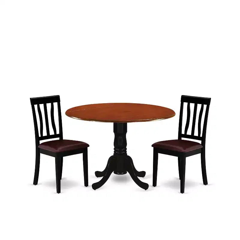 Set pranzo da cucina - Tavolo rotondo con 2 sedie in legno - Mobili moderni per sala da pranzo