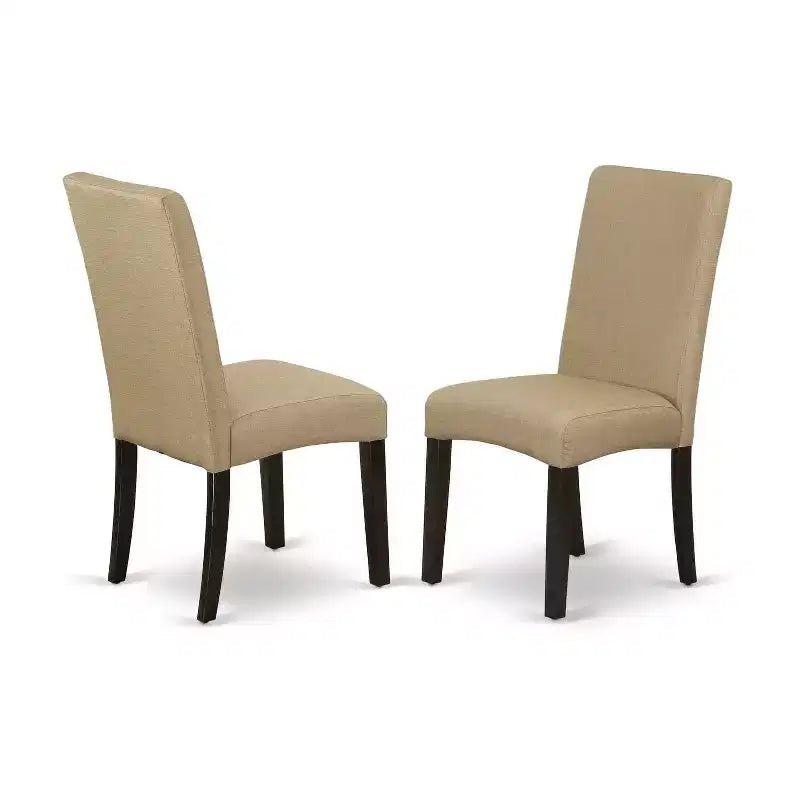 Set da pranzo rotondo 3 pz - tavolo da 42 pollici e 2 sedie Parson - finitura cappuccino - tessuto lino - sala da pranzo per la casa