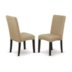 Set da pranzo rotondo 3 pz - tavolo da 42 pollici e 2 sedie Parson - finitura cappuccino - tessuto lino - sala da pranzo per la casa
