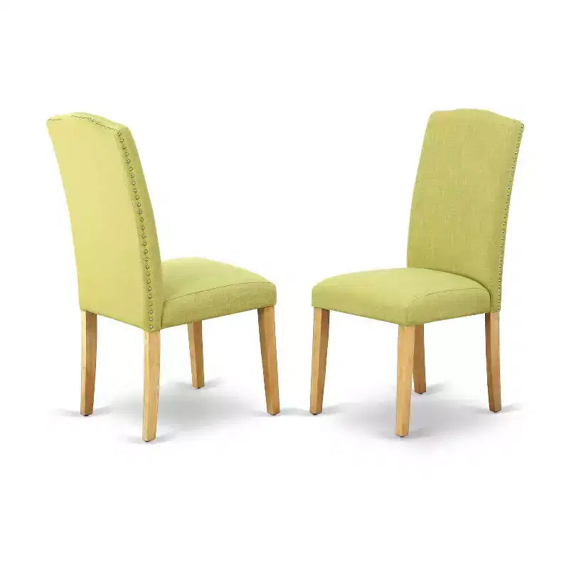 Set da pranzo da 3 pezzi con piano in legno massello con finitura in rovere naturale, con schienale alto - 4 posti