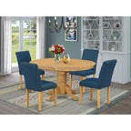 Set da pranzo ovale toscano 5 pezzi - Tavolo 42-60 con prolunga e 4 sedie in pelle PU - HomeStock