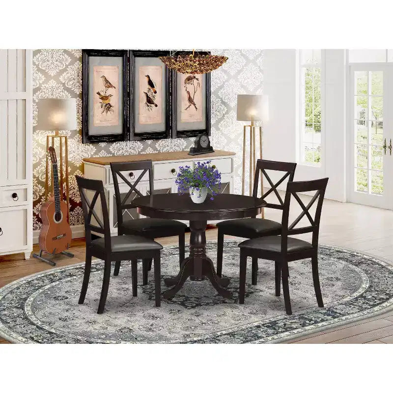 Set da pranzo rotondo da cucina - Set da pranzo 5 pezzi con sedie - Set tavolo e sedie moderno