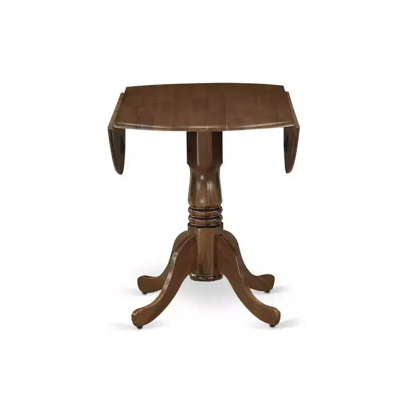 Set da 3 pezzi per sala da pranzo con tavolo rotondo imbottito in legno massello finitura noce antico - 4 posti