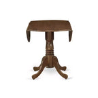Set da 3 pezzi per sala da pranzo con tavolo rotondo imbottito in legno massello finitura noce antico - 4 posti