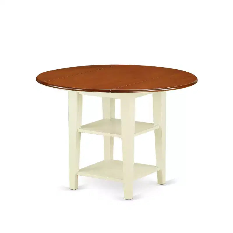 Dinette Set 5 Piece Round Table & Chairs - Buttermilk Cherry Finish - Small Kitchen Table Set