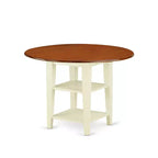 Dinette Set 5 Piece Round Table & Chairs - Buttermilk Cherry Finish - Small Kitchen Table Set
