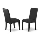 3-Piece Black and Cherry Finish Solid Wood Top - Dining Room Set with High Back - Seats-4