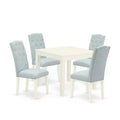 HomeStock 5-Pc Linen White Finish Solid Wood Top - Square Dining Room Set - Seats 4