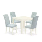 HomeStock 5-Pc Linen White Finish Solid Wood Top - Square Dining Room Set - Seats 4