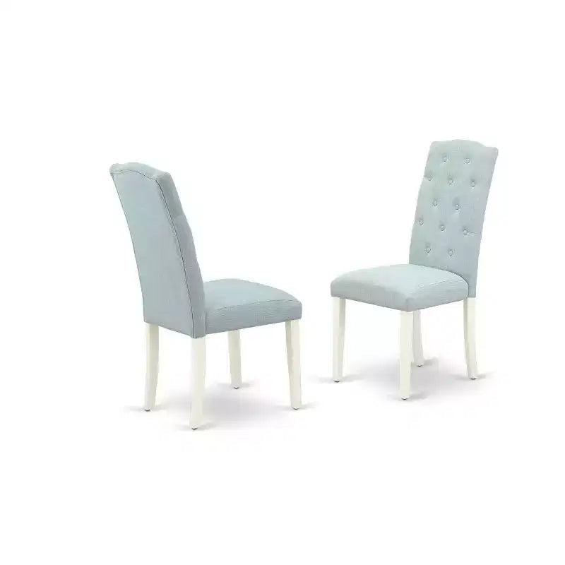 HomeStock Set da Pranzo Quadrato da 5 Pezzi con Piano in Legno Massello Finitura Bianco Lino - 4 Posti