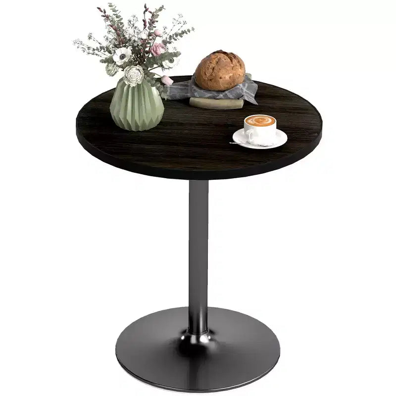 Round Dining Table for 2-4 People, Small Kitchen Table with Wood Grain Top