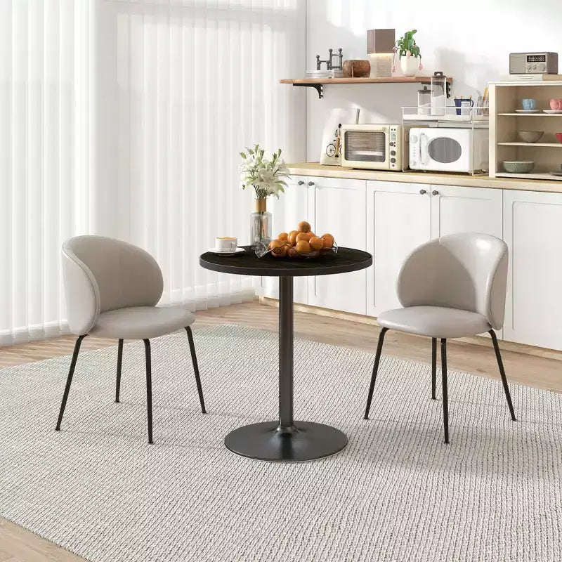 Table à manger ronde pour 2 à 4 personnes, petite table de cuisine avec plateau aspect bois