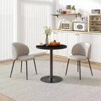 Table à manger ronde pour 2 à 4 personnes, petite table de cuisine avec plateau aspect bois