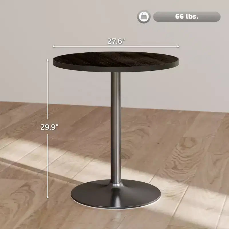 Table à manger ronde pour 2 à 4 personnes, petite table de cuisine avec plateau aspect bois