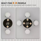 Table à manger ronde pour 2 à 4 personnes, petite table de cuisine avec plateau aspect bois