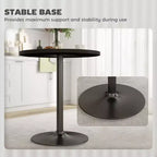 Table à manger ronde pour 2 à 4 personnes, petite table de cuisine avec plateau aspect bois