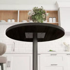 Table à manger ronde pour 2 à 4 personnes, petite table de cuisine avec plateau aspect bois
