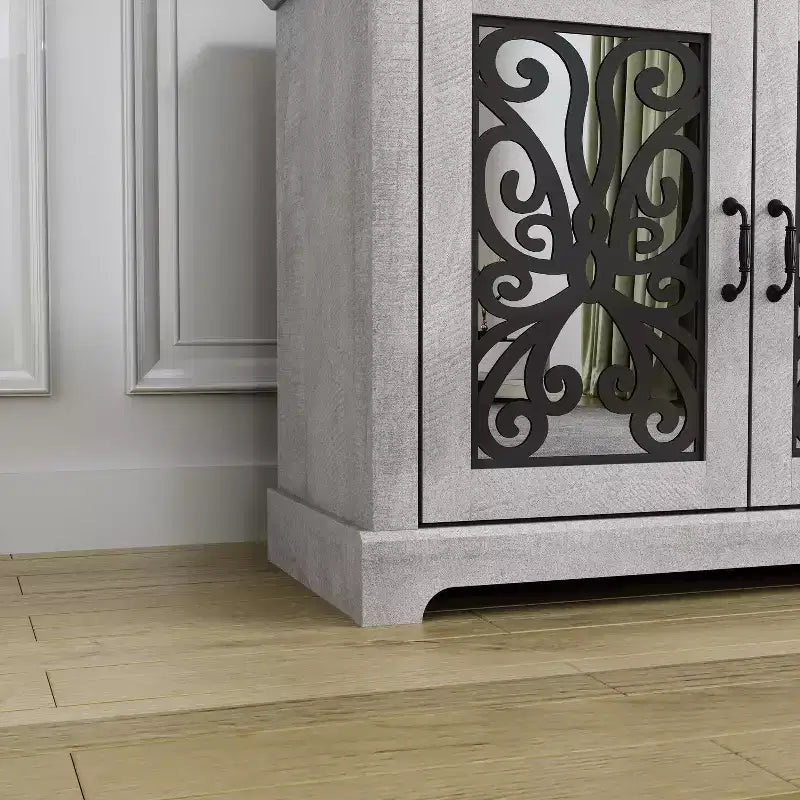 Meuble TV traditionnel GALANO avec portes à miroir et étagères réglables 68,2 L x 17,2 P x 29,3 H