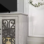 Meuble TV traditionnel GALANO avec portes à miroir et étagères réglables 68,2 L x 17,2 P x 29,3 H
