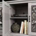 Meuble TV traditionnel GALANO avec portes à miroir et étagères réglables 68,2 L x 17,2 P x 29,3 H