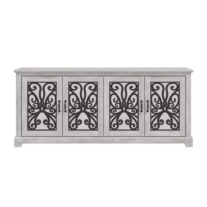 Meuble TV traditionnel GALANO avec portes à miroir et étagères réglables 68,2 L x 17,2 P x 29,3 H