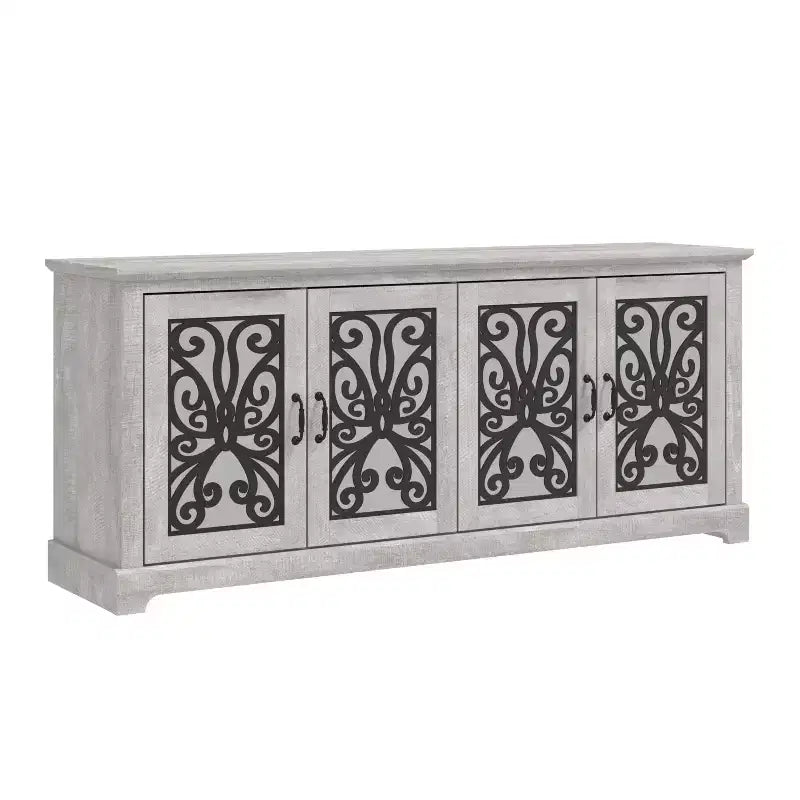 Meuble TV traditionnel GALANO avec portes à miroir et étagères réglables 68,2 L x 17,2 P x 29,3 H