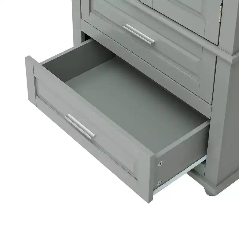 GDFStudio Norton, armadietto moderno in legno da bagno, indipendente, con due cassetti, ripiano regolabile e armadietto chiuso