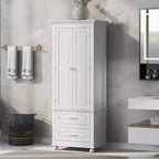 GDFStudio Norton, armadietto moderno in legno da bagno, indipendente, con due cassetti, ripiano regolabile e armadietto chiuso
