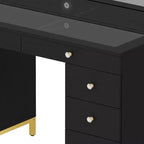 Coiffeuse avec grand miroir éclairé, table de maquillage 14 lumières avec 8 grands tiroirs et station de recharge, coiffeuse de maquillage