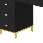 Coiffeuse avec grand miroir éclairé, table de maquillage 14 lumières avec 8 grands tiroirs et station de recharge, coiffeuse de maquillage