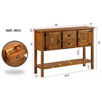 TUYOHW 46 Tavolo Consolle in Legno di Pino con 2 Armadietti e 2 Cassetti, Credenza a Buffet con Ripiano Aperto, Tavolo Rustico da Ingresso per Soggiorno, Corridoio