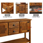TUYOHW 46 Tavolo Consolle in Legno di Pino con 2 Armadietti e 2 Cassetti, Credenza a Buffet con Ripiano Aperto, Tavolo Rustico da Ingresso per Soggiorno, Corridoio