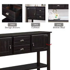 TUYOHW 46 Tavolo Consolle in Legno di Pino con 2 Armadietti e 2 Cassetti, Credenza a Buffet con Ripiano Aperto, Tavolo Rustico da Ingresso per Soggiorno, Corridoio