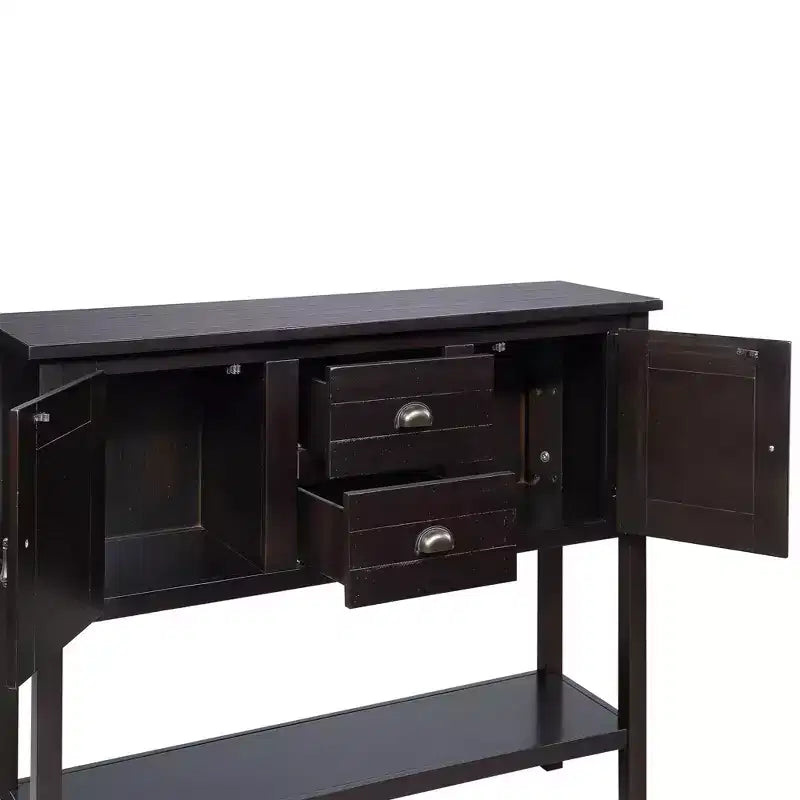 TUYOHW 46 Tavolo Consolle in Legno di Pino con 2 Armadietti e 2 Cassetti, Credenza a Buffet con Ripiano Aperto, Tavolo Rustico da Ingresso per Soggiorno, Corridoio