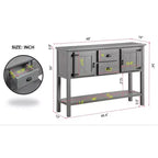 TUYOHW 46 Tavolo Consolle in Legno di Pino con 2 Armadietti e 2 Cassetti, Credenza a Buffet con Ripiano Aperto, Tavolo Rustico da Ingresso per Soggiorno, Corridoio
