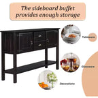 TUYOHW 46 Tavolo Consolle in Legno di Pino con 2 Armadietti e 2 Cassetti, Credenza a Buffet con Ripiano Aperto, Tavolo Rustico da Ingresso per Soggiorno, Corridoio