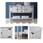 TUYOHW 46 Tavolo Consolle in Legno di Pino con 2 Armadietti e 2 Cassetti, Credenza a Buffet con Ripiano Aperto, Tavolo Rustico da Ingresso per Soggiorno, Corridoio