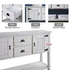 TUYOHW 46 Tavolo Consolle in Legno di Pino con 2 Armadietti e 2 Cassetti, Credenza a Buffet con Ripiano Aperto, Tavolo Rustico da Ingresso per Soggiorno, Corridoio
