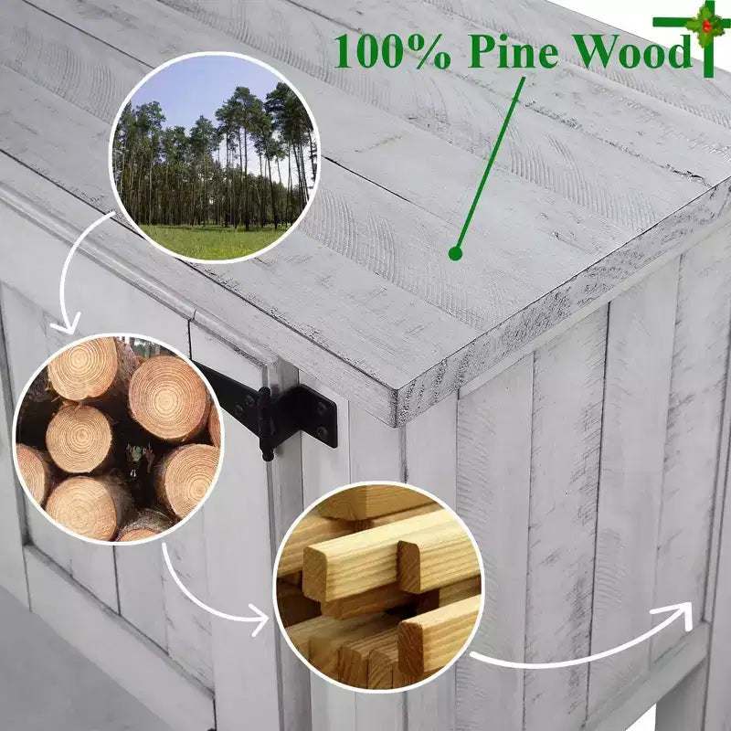 TUYOHW 46 Tavolo Consolle in Legno di Pino con 2 Armadietti e 2 Cassetti, Credenza a Buffet con Ripiano Aperto, Tavolo Rustico da Ingresso per Soggiorno, Corridoio