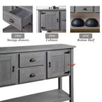 TUYOHW 46 Tavolo Consolle in Legno di Pino con 2 Armadietti e 2 Cassetti, Credenza a Buffet con Ripiano Aperto, Tavolo Rustico da Ingresso per Soggiorno, Corridoio