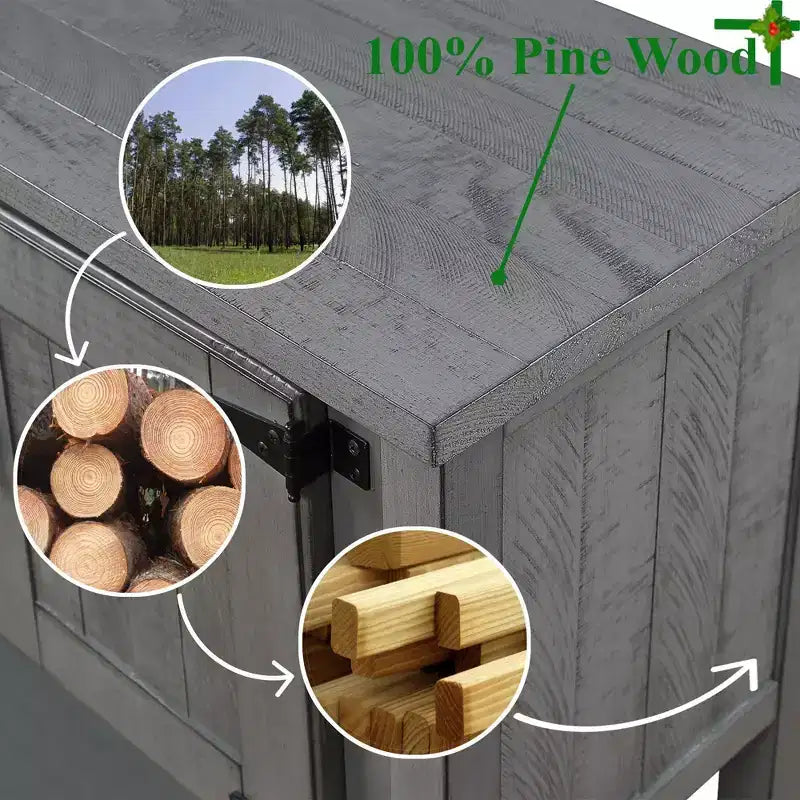 TUYOHW 46 Tavolo Consolle in Legno di Pino con 2 Armadietti e 2 Cassetti, Credenza a Buffet con Ripiano Aperto, Tavolo Rustico da Ingresso per Soggiorno, Corridoio