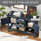 TUYOHW 46 Tavolo Consolle in Legno di Pino con 2 Armadietti e 2 Cassetti, Credenza a Buffet con Ripiano Aperto, Tavolo Rustico da Ingresso per Soggiorno, Corridoio