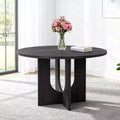 47 Modern Round Dining Table with Wood Grain Top and Stable Base, Versatile Kitchen Table for Dining Room or Living Room-Panipeachy