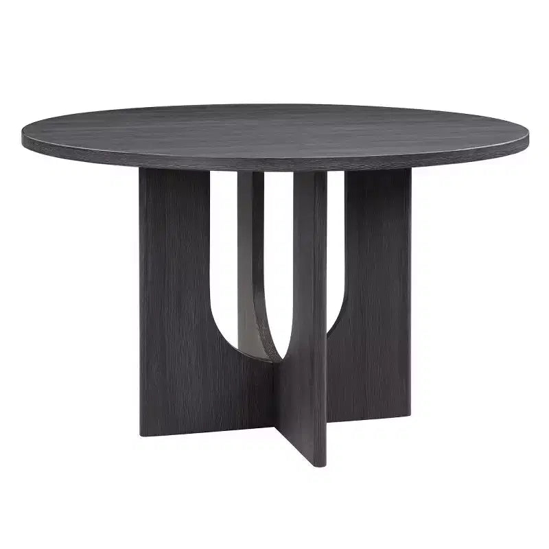 Tavolo da pranzo rotondo moderno da 120 cm con piano effetto legno e base stabile, tavolo da cucina versatile per sala da pranzo o soggiorno-Panipeachy